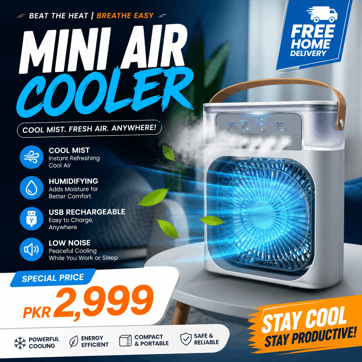 Hydrating Cooling Station – 2-in-1 Electric Humidifier Fan