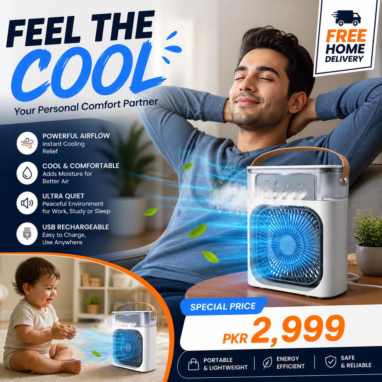 Hydrating Cooling Station – 2-in-1 Electric Humidifier Fan